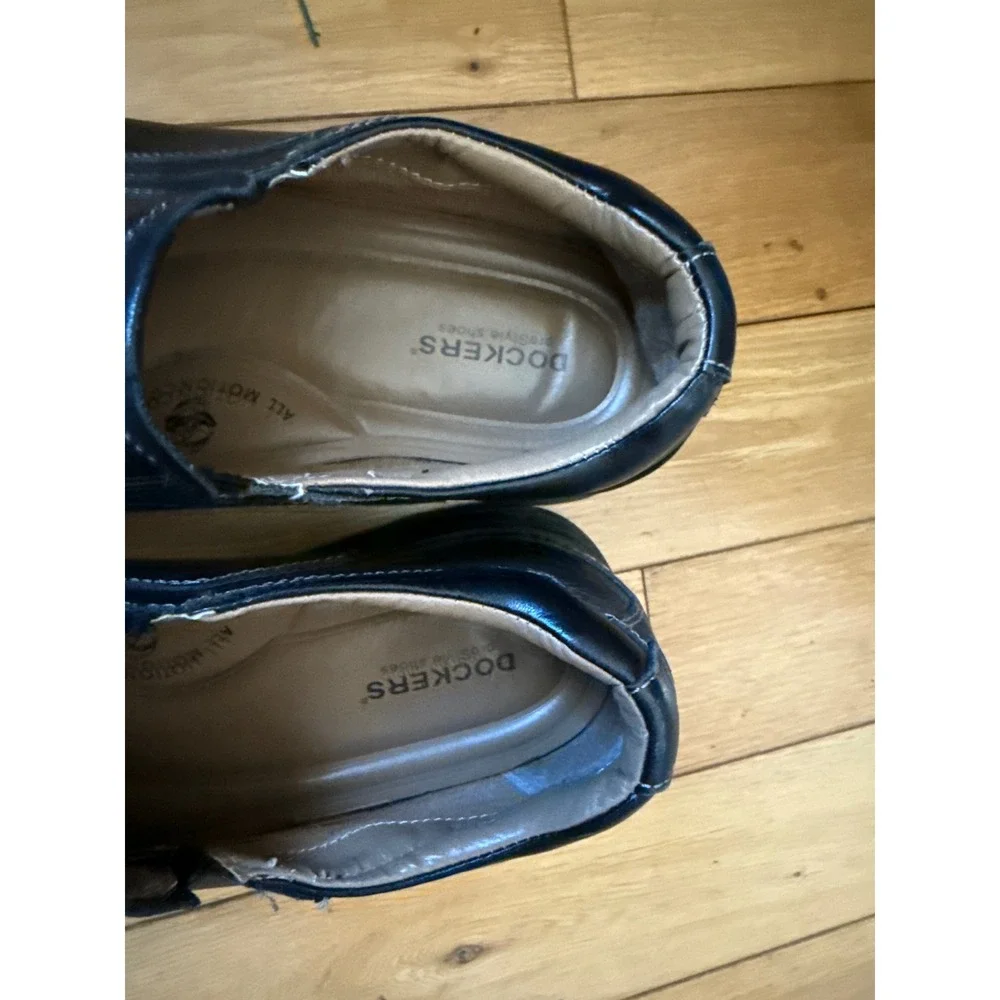 Dockers‎ ProStyle Mens Black Leather Slip On Loafers Square Toe 10.5M 90-29034